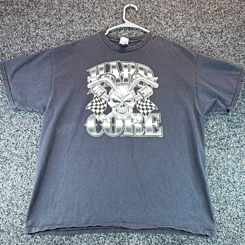 Delta Pro Weight Men's Black Skull Graphic Biker Crew Neck Tee Knit Cotton 2XL